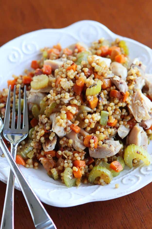 Easy Recipes For Rotisserie Chicken - Easy Chicken and Couscous Skillet Dinner - Healthy Recipe Ideas for Leftovers - Comfort Foods With Chicken - Low Carb and Gluten Free, Crock Pot Meals,#easyrecipes #dinnerideas #recipes