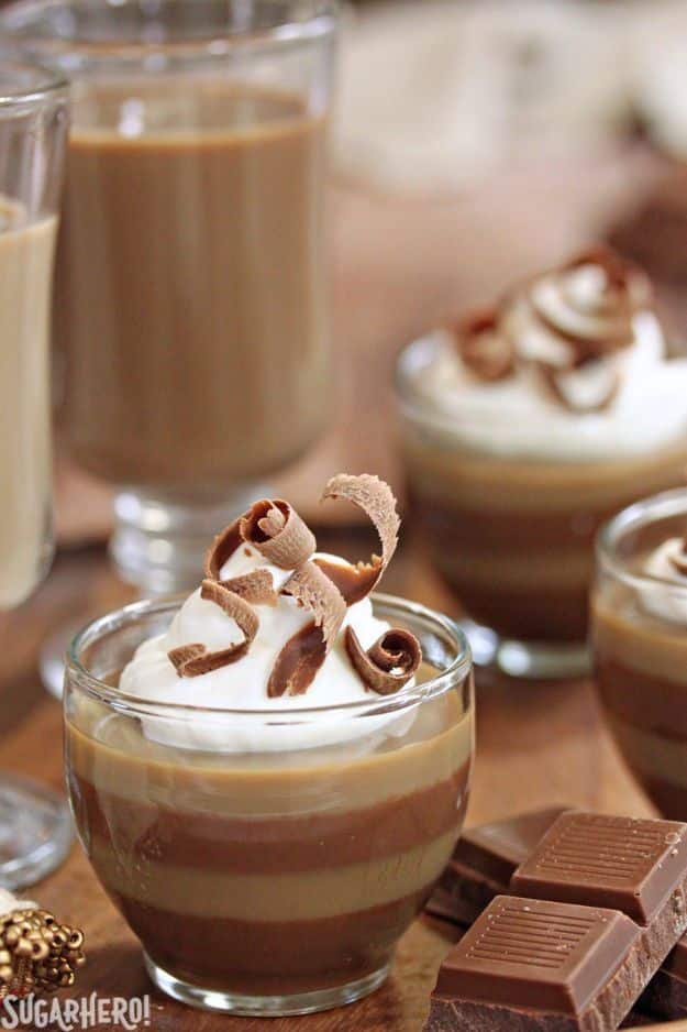 Coffee Drink Recipes - Layered Coffee Panna Cotta - Easy Drinks and Coffees To Make At Home - Frozen, Iced, Cold Brew and Hot Coffee Recipe Ideas - Sugar Free, Low Fat and Blended Drinks - Mocha, Frappucino, Caramel, Chocolate, Latte and Americano - Flavored Coffee, Liqueur and After Dinner Drinks With Alcohol, Dessert Ideas for Parties #coffeedrinks #coffeerecipes #coffee #drinkrecipes