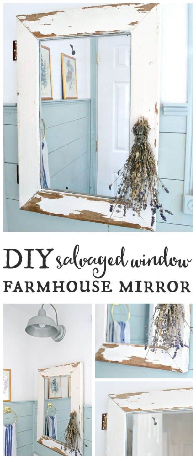 All White DIY Room Decor - Window Farmhouse Mirror - Creative Home Decor Ideas for the Bedroom and Living Room, Kitchen and Bathroom - Do It Yourself Crafts and White Wall Art, Bedding, Curtains, Lamps, Lighting, Rugs and Accessories - Easy Room Decoration Ideas for Modern, Vintage Farmhouse and Minimalist Furnishings - Furniture, Wall Art and DIY Projects With Step by Step Tutorials and Instructions #diydecor