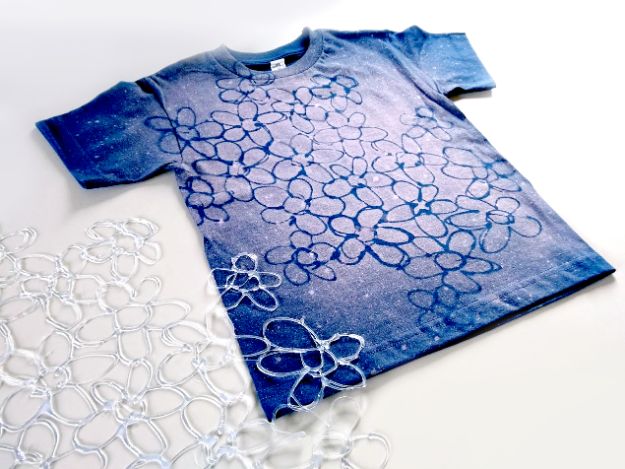 DIY Fashion for Spring - Bleached, Hot Glue Stenciled Batik-Effect Shirt - Easy Homemade Clothing Tutorials and Things To Make To Wear - Cute Patterns and Projects for Women to Make, T-Shirts, Skirts, Dresses, Shorts and Ideas for Jeans and Pants - Tops, Tanks and Tees With Free Tutorial Ideas and Instructions http://diyjoy.com/fashion-for-spring