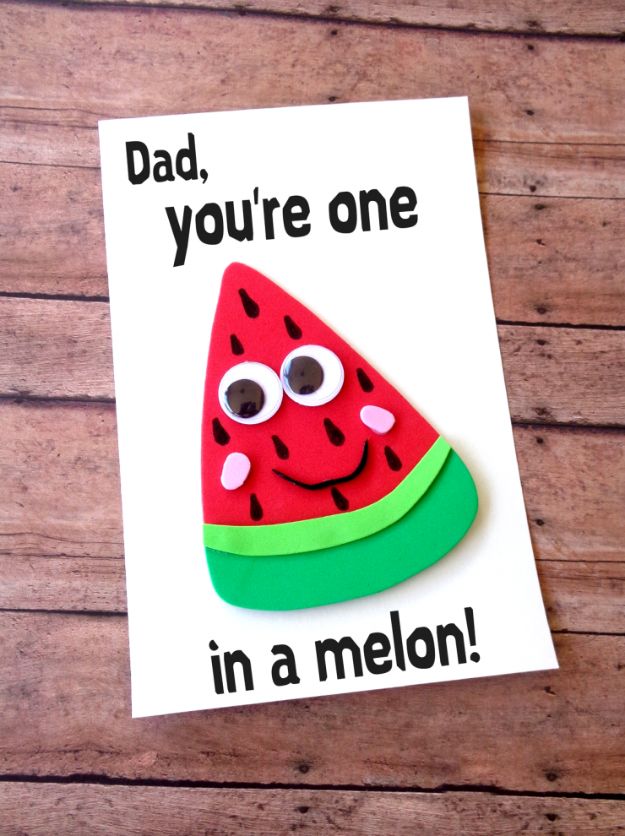 Best DIY Fathers Day Cards - DIY Father's Day Watermelon Card - Easy Card Projects to Make for Dad - Cute and Quick Things To Make For Your Father - Paper, Cardboard, Gift Card, Cool Ideas for Kids and Teens To Make - Funny, Thoughtful, Homemade Cards for Him 