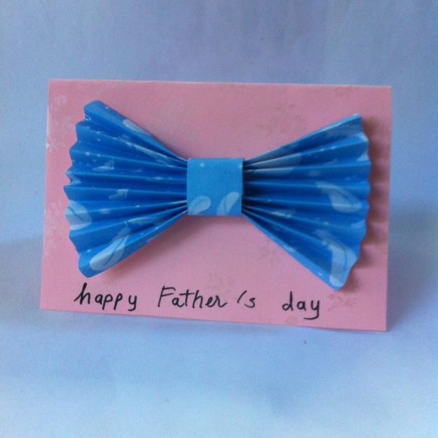 Best DIY Fathers Day Cards - DIY Paper Bow Tie Father's Day Card - Easy Card Projects to Make for Dad - Cute and Quick Things To Make For Your Father - Paper, Cardboard, Gift Card, Cool Ideas for Kids and Teens To Make - Funny, Thoughtful, Homemade Cards for Him 