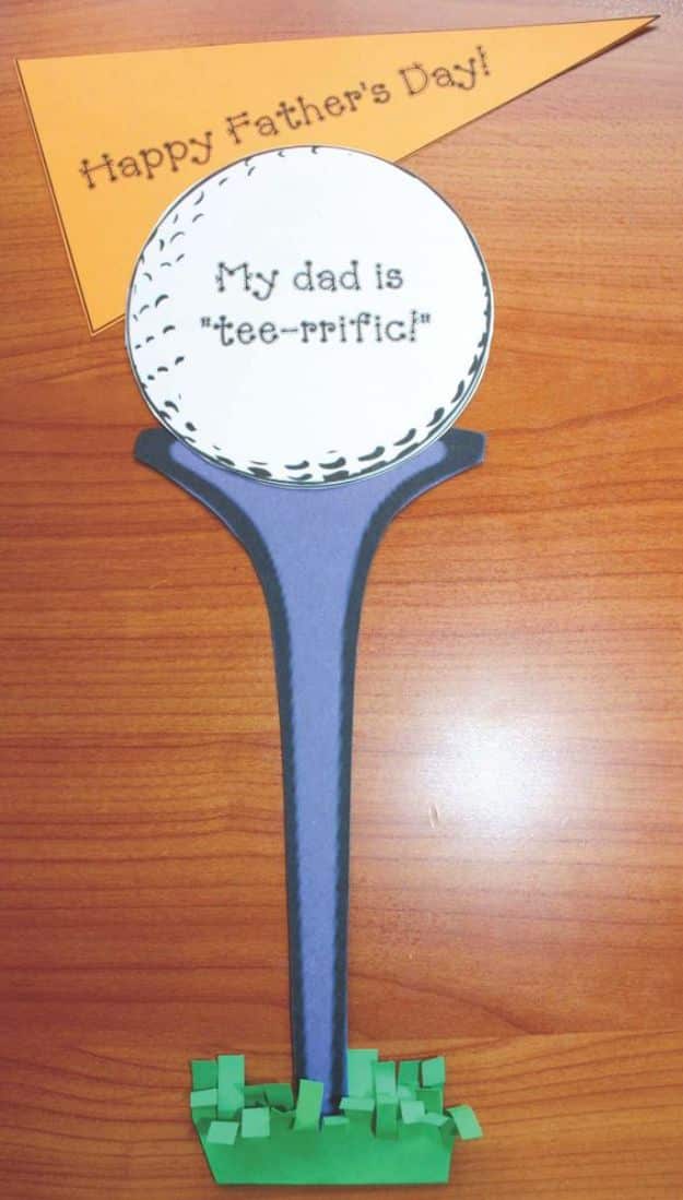 Best DIY Fathers Day Cards - Fathers Day Golf Tee Card - Easy Card Projects to Make for Dad - Cute and Quick Things To Make For Your Father - Paper, Cardboard, Gift Card, Cool Ideas for Kids and Teens To Make - Funny, Thoughtful, Homemade Cards for Him 