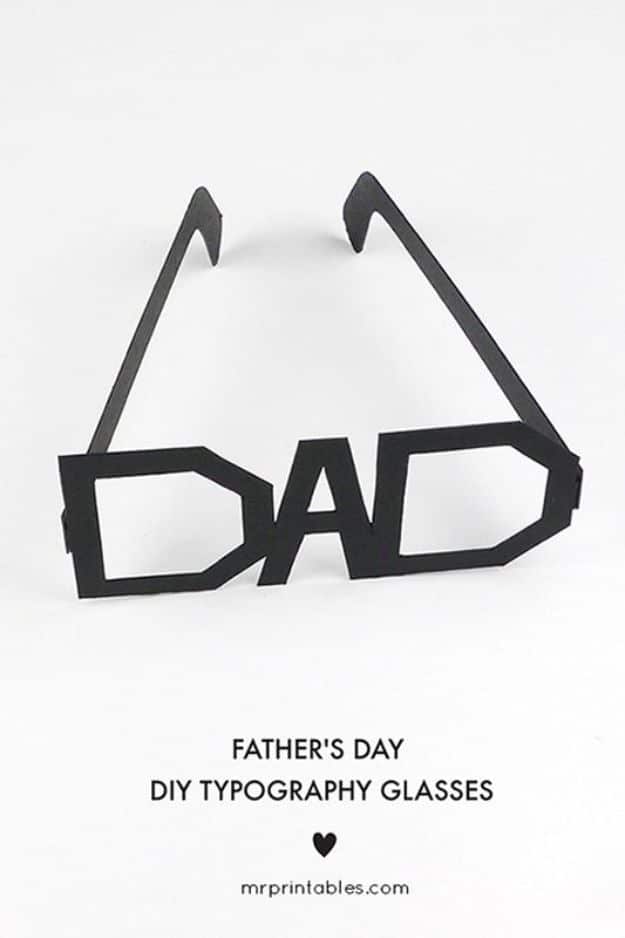 Best DIY Fathers Day Cards - Father’s Day Typography Glasses Card - Easy Card Projects to Make for Dad - Cute and Quick Things To Make For Your Father - Paper, Cardboard, Gift Card, Cool Ideas for Kids and Teens To Make - Funny, Thoughtful, Homemade Cards for Him 