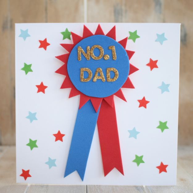 Best DIY Fathers Day Cards - Foam Rosette Card - Easy Card Projects to Make for Dad - Cute and Quick Things To Make For Your Father - Paper, Cardboard, Gift Card, Cool Ideas for Kids and Teens To Make - Funny, Thoughtful, Homemade Cards for Him 