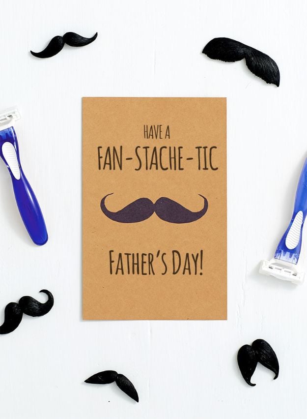 Best DIY Fathers Day Cards - Moustache Father's Day Card - Easy Card Projects to Make for Dad - Cute and Quick Things To Make For Your Father - Paper, Cardboard, Gift Card, Cool Ideas for Kids and Teens To Make - Funny, Thoughtful, Homemade Cards for Him 
