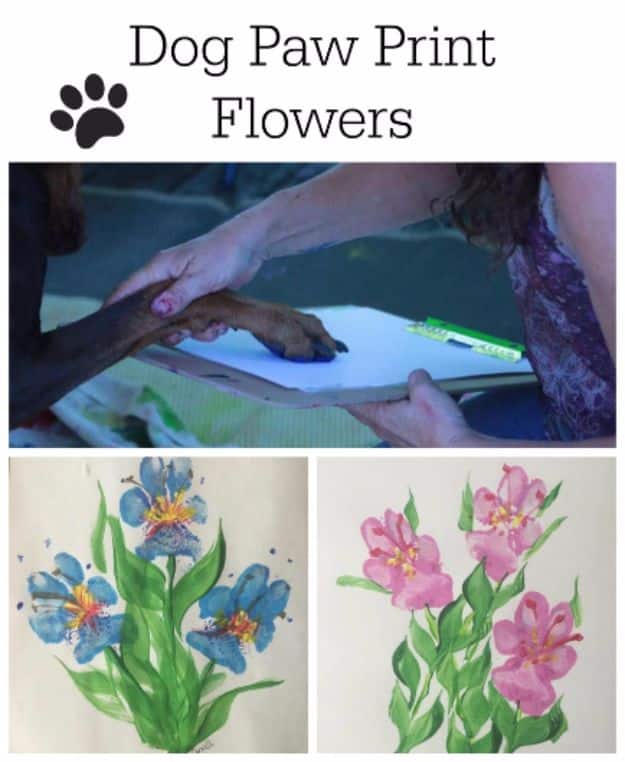 DIY Ideas With Dogs - Paw Print Flowers - Cute and Easy DIY Projects for Dog Lovers - Wall and Home Decor Projects, Things To Make and Sell on Etsy - Quick Gifts to Make for Friends Who Have Puppies and Doggies - Homemade No Sew Projects- Fun Jewelry, Cool Clothes and Accessories #dogs #crafts #diyideas
