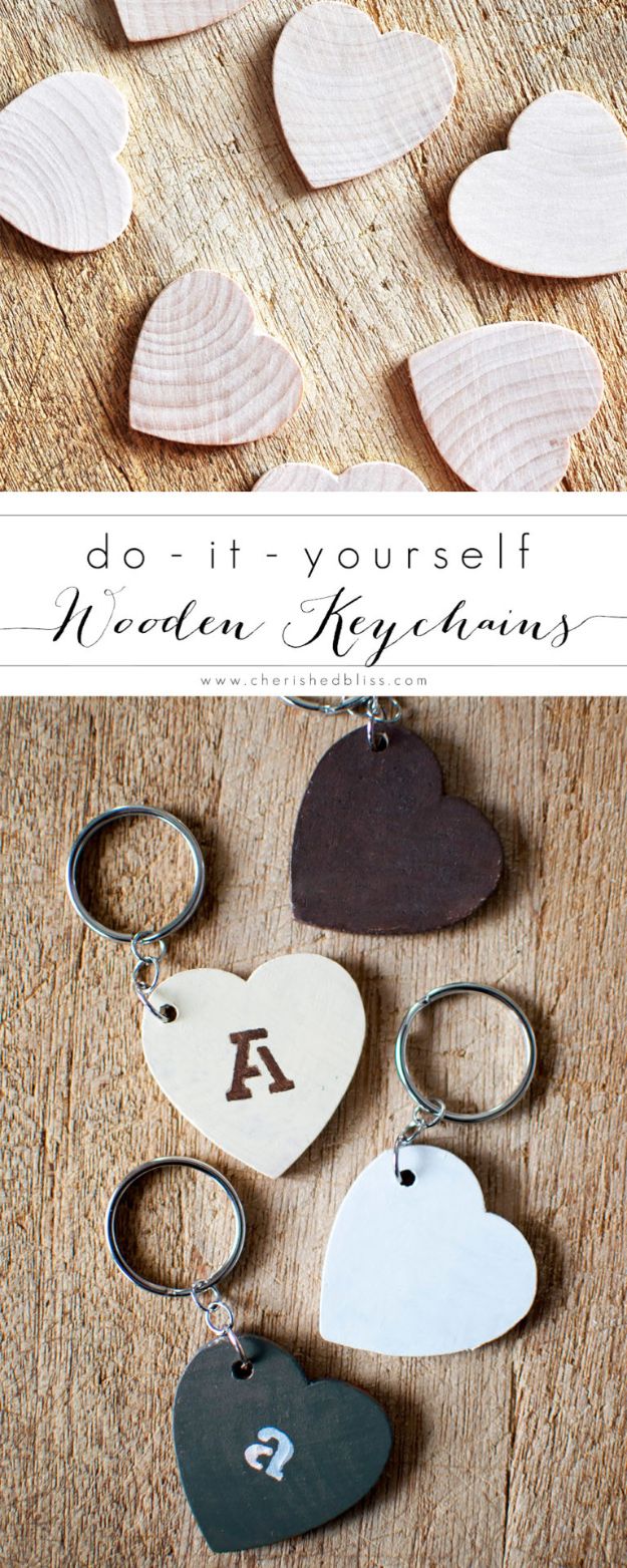 Crafts To Make and Sell - DIY Keychain From Wooden Hearts - 75 MORE Easy DIY Ideas for Cheap Things To Sell on Etsy, Online and for Craft Fairs. Make Money with crafts to sell ideas #crafts