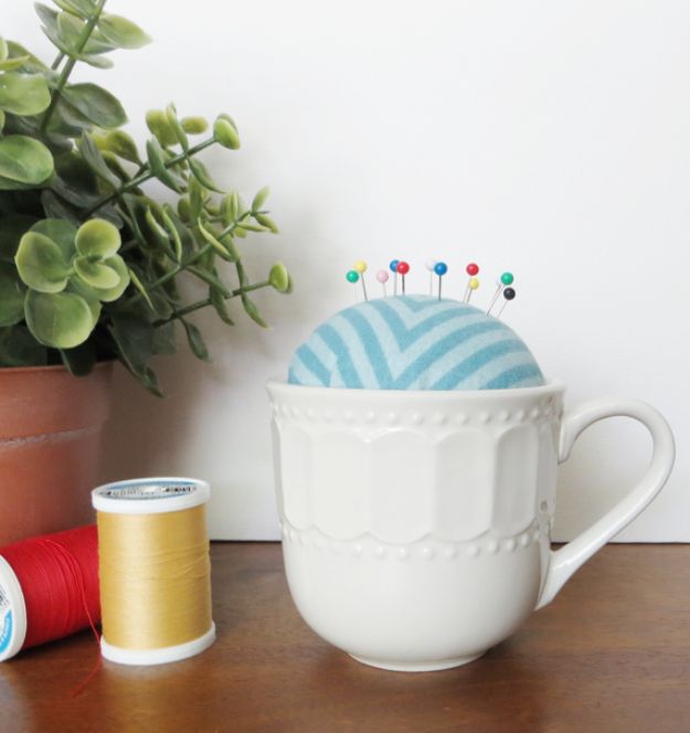 Crafts To Make and Sell - DIY Teacup Pincushion - 75 MORE Easy DIY Ideas for Cheap Things To Sell on Etsy, Online and for Craft Fairs. Make Money with crafts to sell ideas #crafts