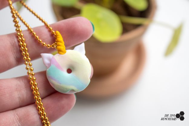 Crafts To Make and Sell - DIY Unicorn Donut Necklace - 75 MORE Easy DIY Ideas for Cheap Things To Sell on Etsy, Online and for Craft Fairs. Make Money with crafts to sell ideas #crafts