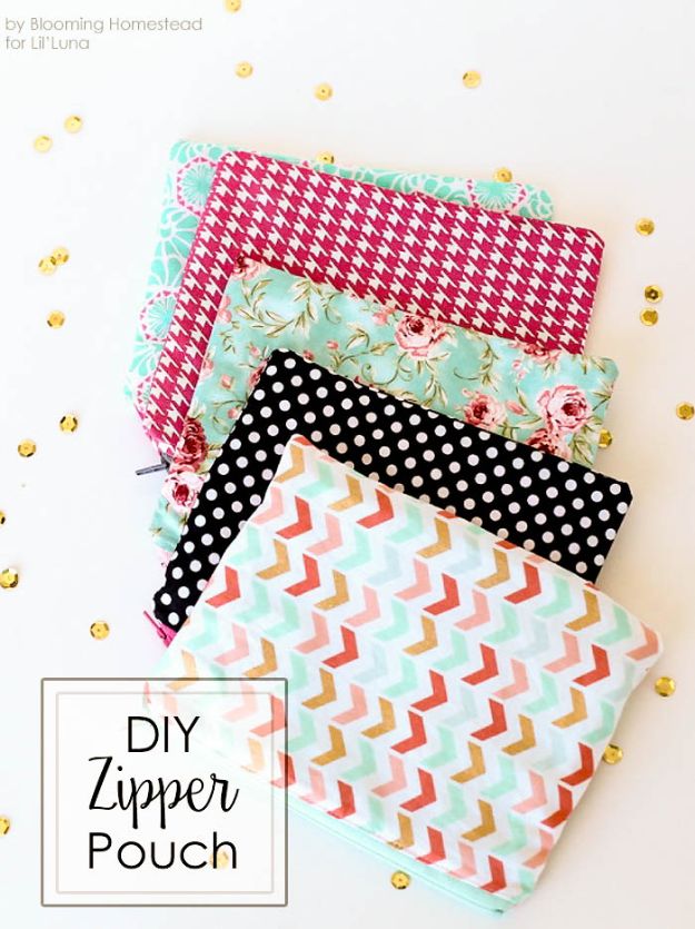 Crafts To Make and Sell - DIY Zipper Pouches - 75 MORE Easy DIY Ideas for Cheap Things To Sell on Etsy, Online and for Craft Fairs. Make Money with crafts to sell ideas #crafts