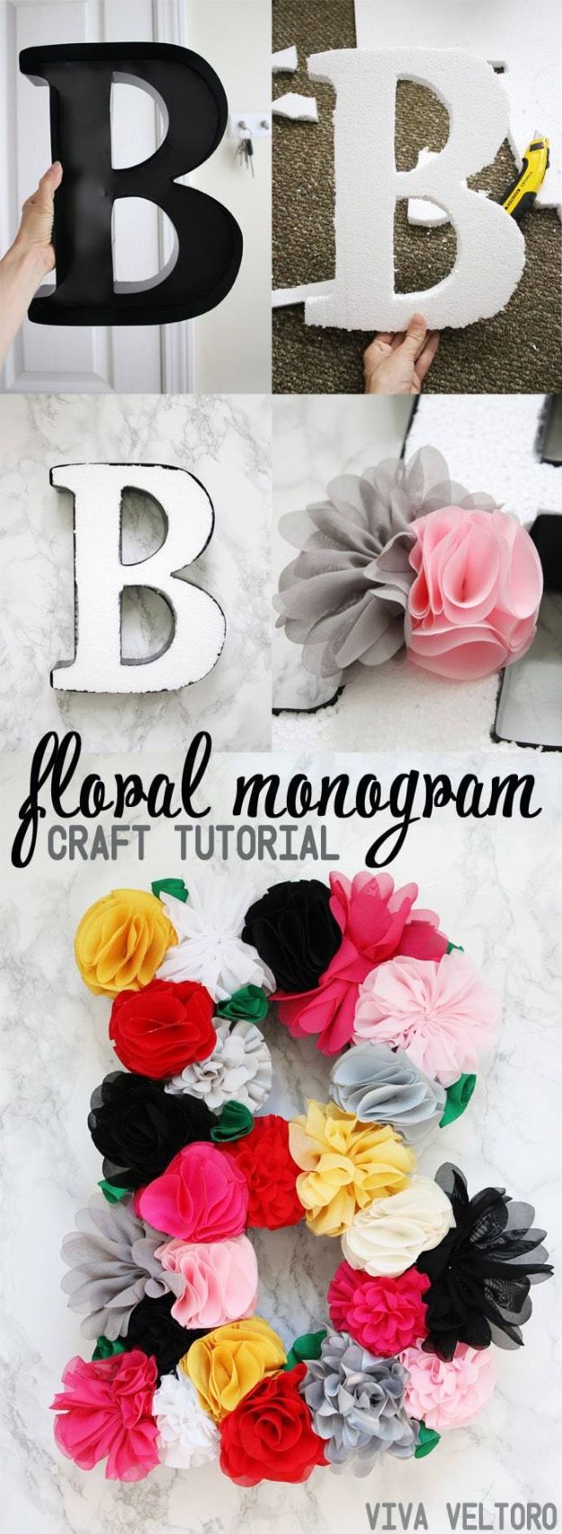 Crafts To Make and Sell - Flower Letter Monogram - 75 MORE Easy DIY Ideas for Cheap Things To Sell on Etsy, Online and for Craft Fairs. Make Money with crafts to sell ideas #crafts