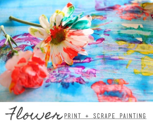 How To Paint Flowers - Flower Print Scrape Painting - Step by Step Tutorials for Painting Roses, Daisies, Whimsical and Abstract Floral Techniques - Easy Acrylic Flower Tutorial for Beginners - Paint on Wood, Canvas, On Wasll, Rocks, Fabric and Paper - Step by Step Instructions and How To #painting #diy 