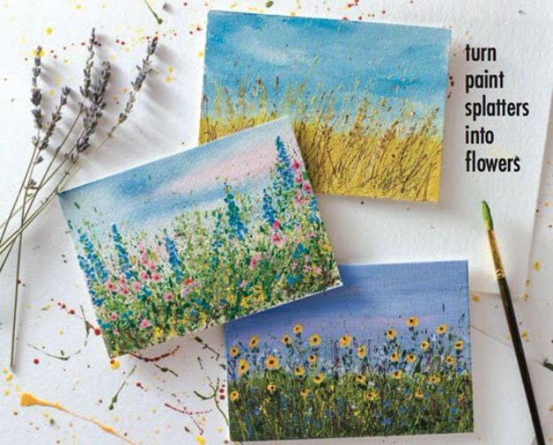 How To Paint Flowers - Let Your Paint Splatters Bloom Into Flower Gardens - Step by Step Tutorials for Painting Roses, Daisies, Whimsical and Abstract Floral Techniques - Easy Acrylic Flower Tutorial for Beginners - Paint on Wood, Canvas, On Wasll, Rocks, Fabric and Paper - Step by Step Instructions and How To #painting #diy 