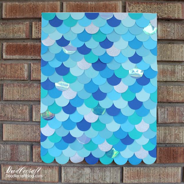 Crafts To Make and Sell - Mermaid Fish Scales Wall Art Backdrop - 75 MORE Easy DIY Ideas for Cheap Things To Sell on Etsy, Online and for Craft Fairs. Make Money with crafts to sell ideas #crafts