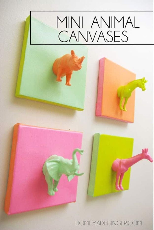 Crafts To Make and Sell - Mini Animal Canvases - 75 MORE Easy DIY Ideas for Cheap Things To Sell on Etsy, Online and for Craft Fairs. Make Money with crafts to sell ideas #crafts