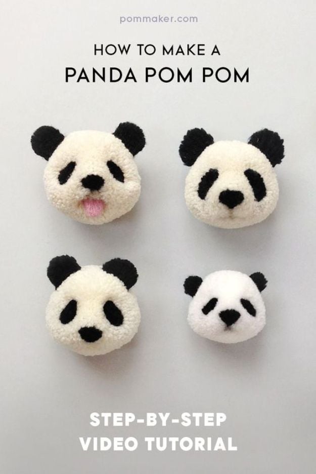 Crafts To Make and Sell - Panda Pom Pom - 75 MORE Easy DIY Ideas for Cheap Things To Sell on Etsy, Online and for Craft Fairs. Make Money with crafts to sell ideas #crafts