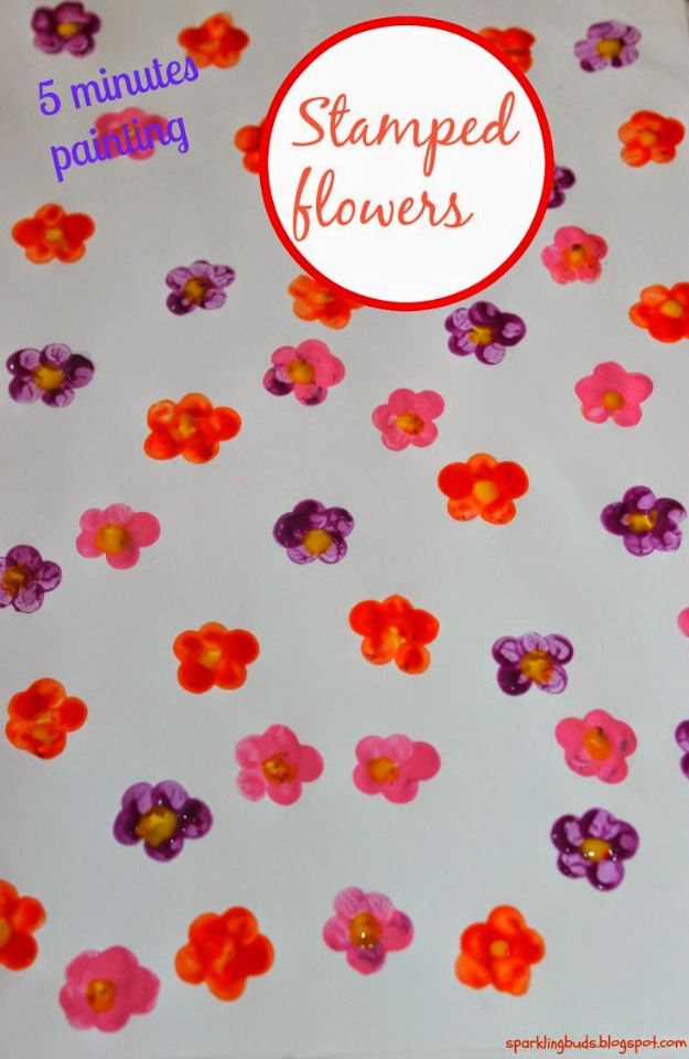 How To Paint Flowers - Stamped Flowers Painting - Step by Step Tutorials for Painting Roses, Daisies, Whimsical and Abstract Floral Techniques - Easy Acrylic Flower Tutorial for Beginners - Paint on Wood, Canvas, On Wasll, Rocks, Fabric and Paper - Step by Step Instructions and How To #painting #diy 