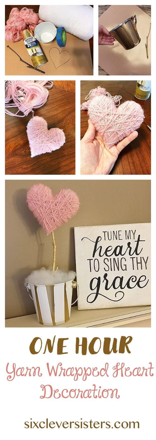 Crafts To Make and Sell - Yarn Wrapped Heart - 75 MORE Easy DIY Ideas for Cheap Things To Sell on Etsy, Online and for Craft Fairs. Make Money with crafts to sell ideas #crafts