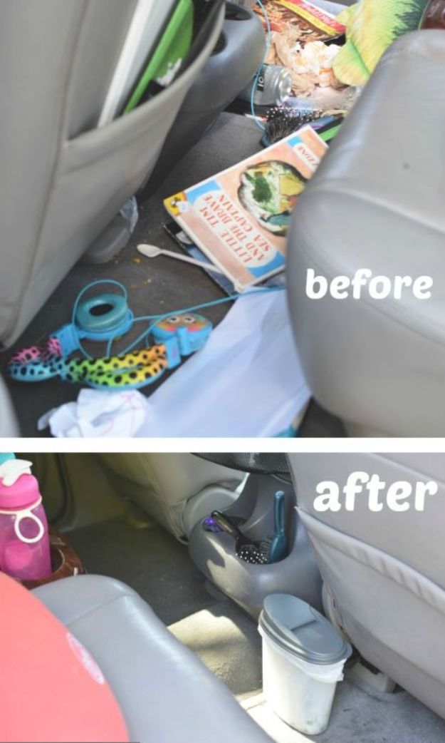 Dollar Store Organizing Ideas - $1 Car Trash Can - Easy Organization Projects from Dollar Tree and Dollar Stores - Quick Closet Makeovers, Pantry Storage, Shoe Box Projects, Tension Rods, Car and Household Cleaning - Hacks and Tips for Organizing on a Budget - Cheap Idea for Reducing Clutter around the House, in the Kitchen and Bedroom http://diyjoy.com/dollar-store-organizing-ideas