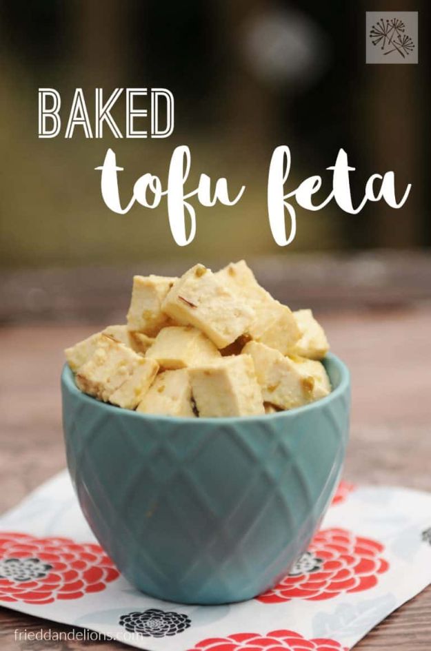 Best Recipes for the Cheese Lover - Baked Tofu Feta - Easy Recipe Ideas With Cheese - Homemade Appetizers, Dips, Dinners, Snacks, Pasta Dishes, Healthy Lunches and Soups Made With Your Favorite Cheeses - Ricotta, Cheddar, Swiss, Parmesan, Goat Chevre, Mozzarella and Feta Ideas - Grilled, Healthy, Vegan and Vegetarian #cheeserecipes #recipes #recipeideas #cheese #cheeserecipe 
