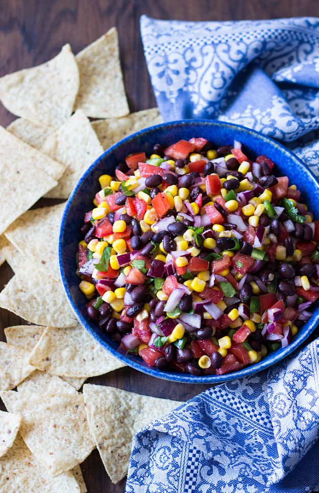 Best Mexican Food Recipes - Black Bean Salsa - Authentic Mexican Foods and Recipe Ideas for Casseroles, Quesadillas, Tacos, Appetizers, Tamales, Enchiladas, Crockpot, Chicken, Beef and Healthy Foods - Desserts and  dessert#recipes #mexican