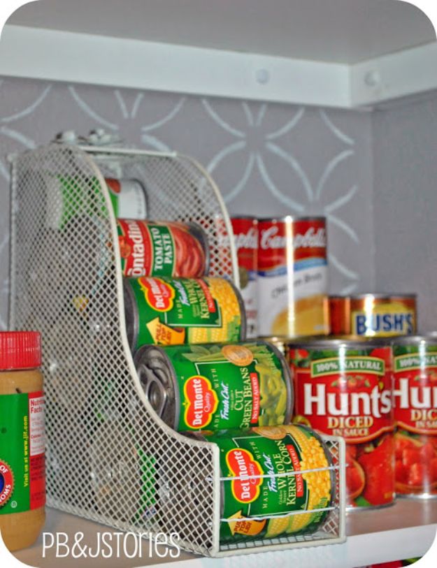 Dollar Store Organizing Ideas - Canned Food Storage Hack - Easy Organization Projects from Dollar Tree and Dollar Stores - Quick Closet Makeovers, Pantry Storage, Shoe Box Projects, Tension Rods, Car and Household Cleaning - Hacks and Tips for Organizing on a Budget - Cheap Idea for Reducing Clutter around the House, in the Kitchen and Bedroom http://diyjoy.com/dollar-store-organizing-ideas
