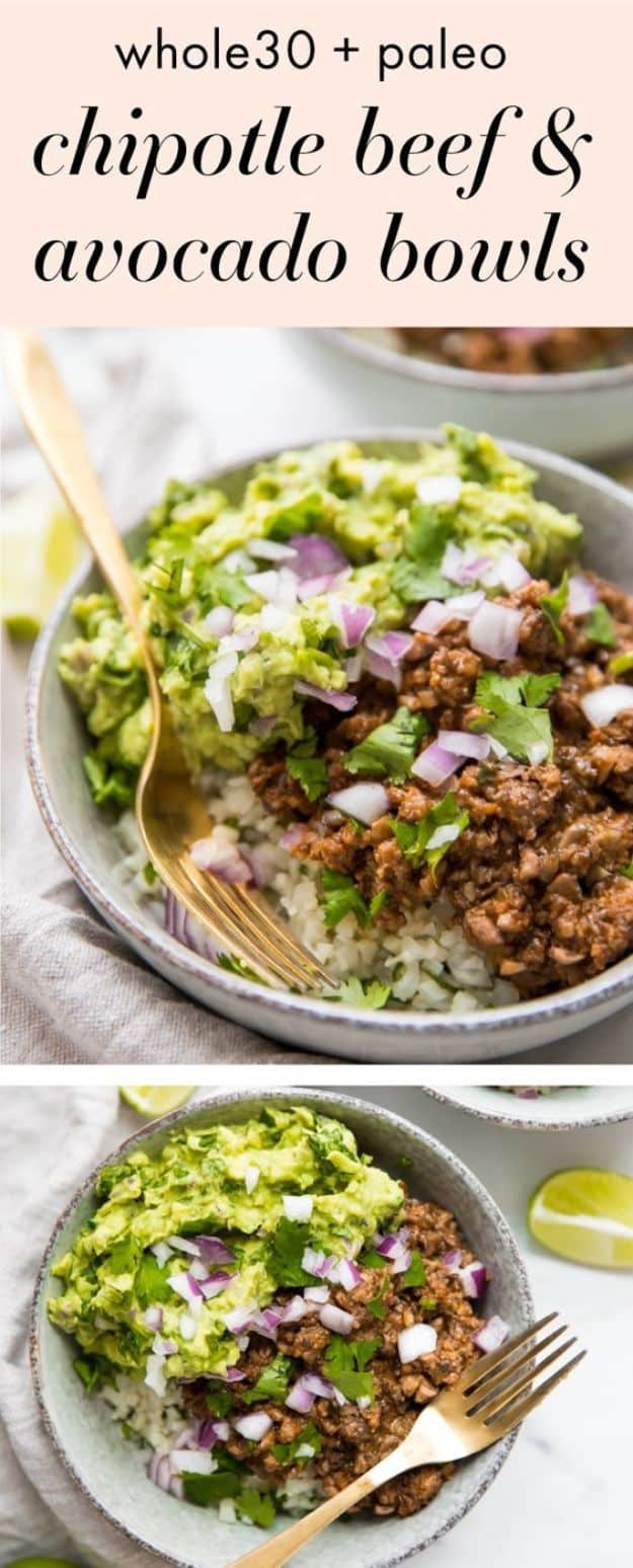 Best Recipes With Ground Beef - Chipotle Beef Avocado Bowls - Easy Dinners and Ground Beef Recipe Ideas - Quick Lunch Salads, Casseroles, Tacos, One Skillet Meals - Healthy Crockpot Foods With Hamburger Meat - Mexican Casserole, Instant Pot Carne Molida, Low Carb and Keto Diet - Rice, Pasta, Potatoes and Crescent Rolls 
