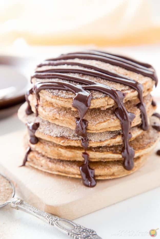 Best Pancake Recipes - Churro Pancakes With Spicy Chocolate Sauce - Homemade Pancakes With Banana, Berries, Fruit and Maple Syrup - How To Make Pancake Mix at Home - Gluten Free, Low Fat and Healthy Recipes - Breakfast and Brunch Recipe Ideas - Silver Dollar, Buttermilk, Make Ahead and Quick Versions With Strawberries and Blueberries #pancakes #pancakerecipes #recipeideas #breakfast #breakfastrecipes http://diyjoy.com/pancake-recipes