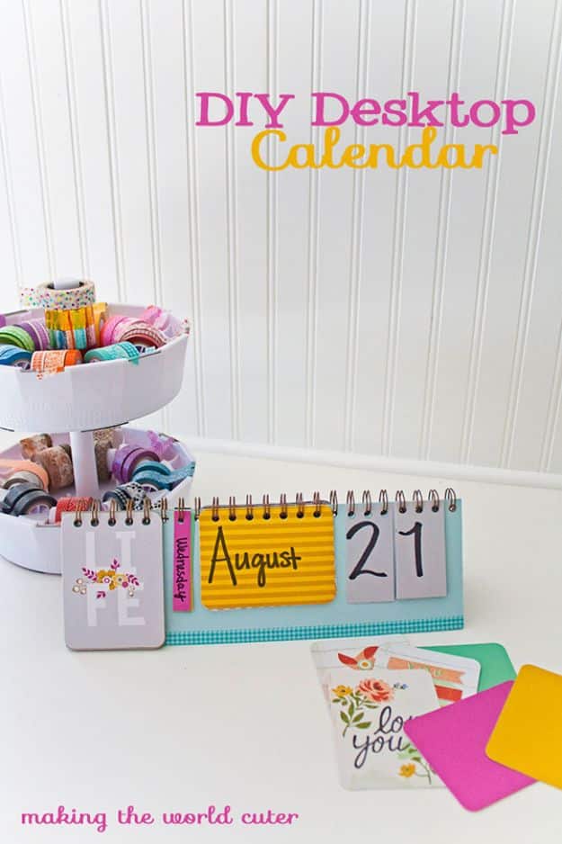 DIY Calendars - Colorful Desktop Calendar - Homemade Calender Ideas That Make Great Cheap Gifts for Christmas - Desk, Wall and Glass Dry Erase Organizing Calendar Projects With Step by Step Tutorials - Paint, Stamp, Magnetic, Family Planner and Organizer #diycalendar #diyideas #crafts #calendars #organizing #diygifts #calendars #diyideas