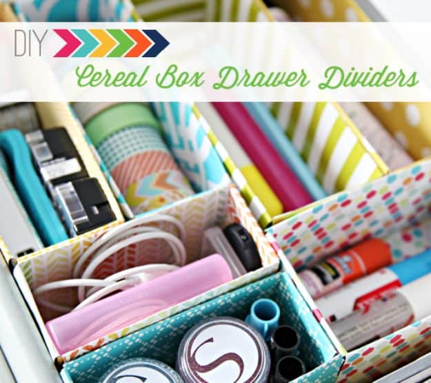 Cool DIY Ideas With Cereal Boxes - DIY Cereal Box Drawer Dividers - Easy Organizing Ideas, Cute Kids Crafts and Creative Ways to Make Things Out of A Cereal Box - Cheap Gifts, DIY School Supplies and Storage Ideas http://diyjoy.com/diy-ideas-cereal-boxes