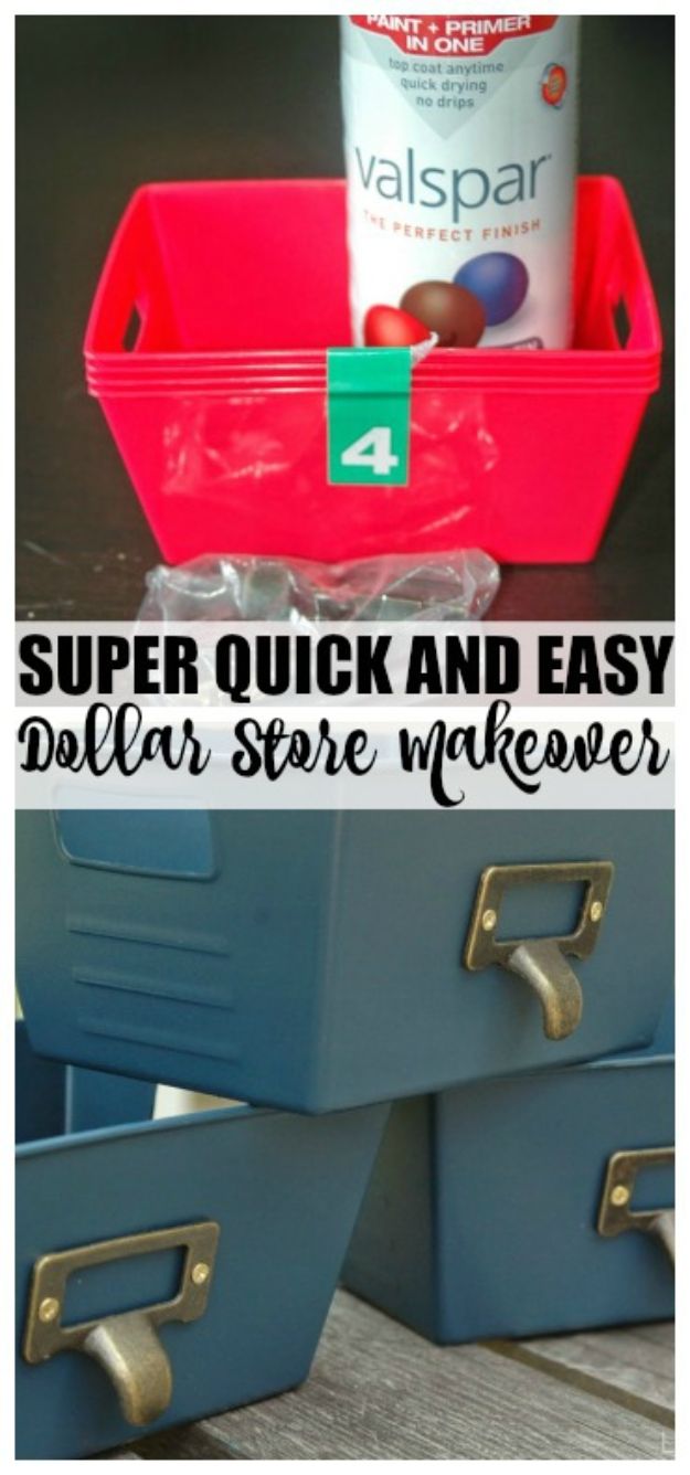 Dollar Store Organizing Ideas - Dollar Store Storage Container Makeover - Easy Organization Projects from Dollar Tree and Dollar Stores - Quick Closet Makeovers, Pantry Storage, Shoe Box Projects, Tension Rods, Car and Household Cleaning - Hacks and Tips for Organizing on a Budget - Cheap Idea for Reducing Clutter around the House, in the Kitchen and Bedroom http://diyjoy.com/dollar-store-organizing-ideas
