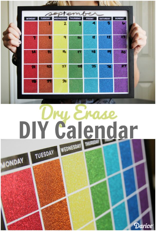 DIY Calendars - Dry Erase DIY Calendar - Homemade Calender Ideas That Make Great Cheap Gifts for Christmas - Desk, Wall and Glass Dry Erase Organizing Calendar Projects With Step by Step Tutorials - Paint, Stamp, Magnetic, Family Planner and Organizer #diycalendar #diyideas #crafts #calendars #organizing #diygifts #calendars #diyideas