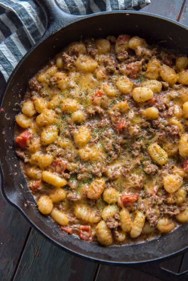 Best Recipes With Ground Beef - Easy Cheeseburger Gnocchi Skillet - Easy Dinners and Ground Beef Recipe Ideas - Quick Lunch Salads, Casseroles, Tacos, One Skillet Meals - Healthy Crockpot Foods With Hamburger Meat - Mexican Casserole, Instant Pot Carne Molida, Low Carb and Keto Diet - Rice, Pasta, Potatoes and Crescent Rolls 