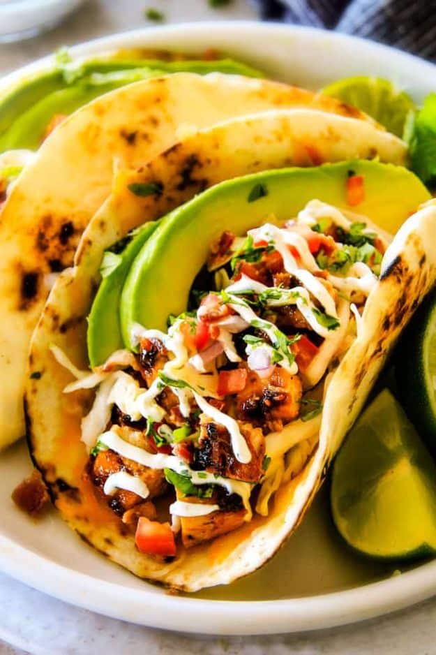 Best Mexican Food Recipes - Honey Chipotle Chicken Tacos - Authentic Mexican Foods and Recipe Ideas for Casseroles, Quesadillas, Tacos, Appetizers, Tamales, Enchiladas, Crockpot, Chicken, Beef and Healthy Foods - Desserts and  dessert#recipes #mexican
