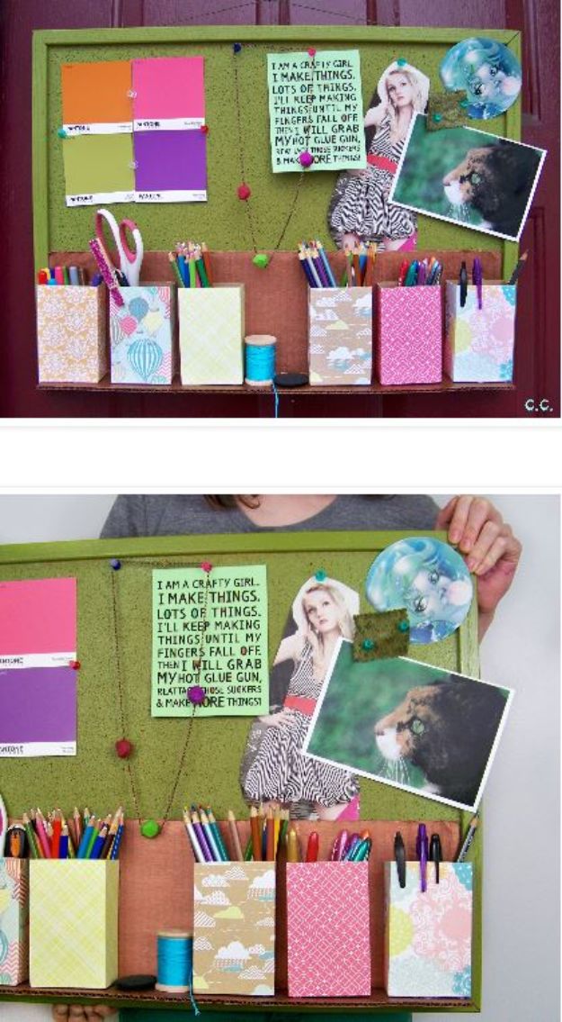 Cool DIY Ideas With Cereal Boxes - Inspiration Board Organizer - Easy Organizing Ideas, Cute Kids Crafts and Creative Ways to Make Things Out of A Cereal Box - Cheap Gifts, DIY School Supplies and Storage Ideas http://diyjoy.com/diy-ideas-cereal-boxes