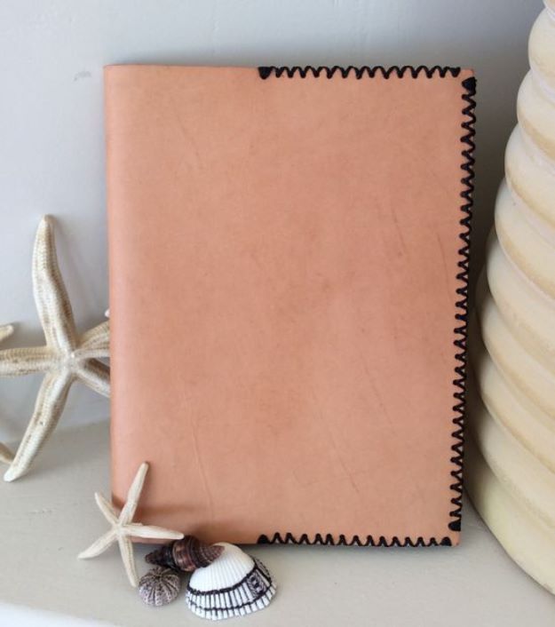 DIY Journals - Leather Journal Cover - Ideas For Making A Handmade Journal - Cover Art Tutorial, Binding Tips, Easy Craft Ideas for Kids and For Teens - Step By Step Instructions for Making From Scratch, From An Old Book - Leather, Faux Marble, Paper, Monogram, Cute Do It Yourself Gift Idea 