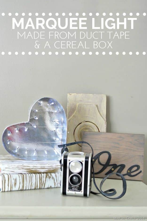 Cool DIY Ideas With Cereal Boxes - Marquee Light Made From Duct Tape & Cereal Box - Easy Organizing Ideas, Cute Kids Crafts and Creative Ways to Make Things Out of A Cereal Box - Cheap Gifts, DIY School Supplies and Storage Ideas http://diyjoy.com/diy-ideas-cereal-boxes