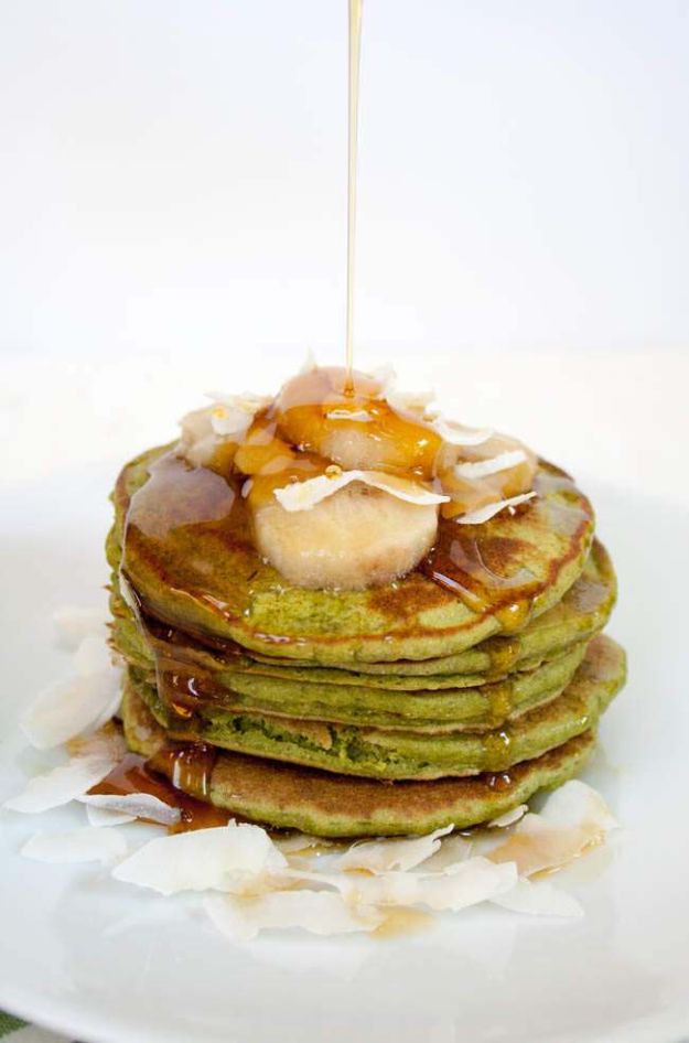Best Pancake Recipes - Matcha Banana Pancakes - Homemade Pancakes With Banana, Berries, Fruit and Maple Syrup - How To Make Pancake Mix at Home - Gluten Free, Low Fat and Healthy Recipes - Breakfast and Brunch Recipe Ideas - Silver Dollar, Buttermilk, Make Ahead and Quick Versions With Strawberries and Blueberries #pancakes #pancakerecipes #recipeideas #breakfast #breakfastrecipes http://diyjoy.com/pancake-recipes