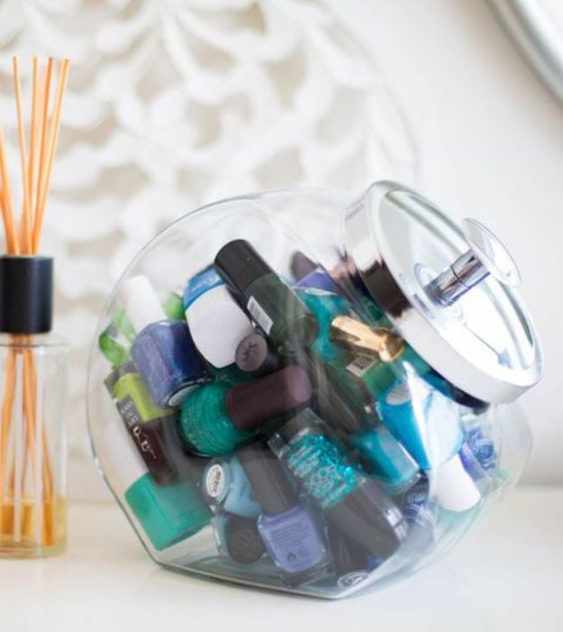 Dollar Store Organizing Ideas - Nail Polish Organizer - Easy Organization Projects from Dollar Tree and Dollar Stores - Quick Closet Makeovers, Pantry Storage, Shoe Box Projects, Tension Rods, Car and Household Cleaning - Hacks and Tips for Organizing on a Budget - Cheap Idea for Reducing Clutter around the House, in the Kitchen and Bedroom http://diyjoy.com/dollar-store-organizing-ideas
