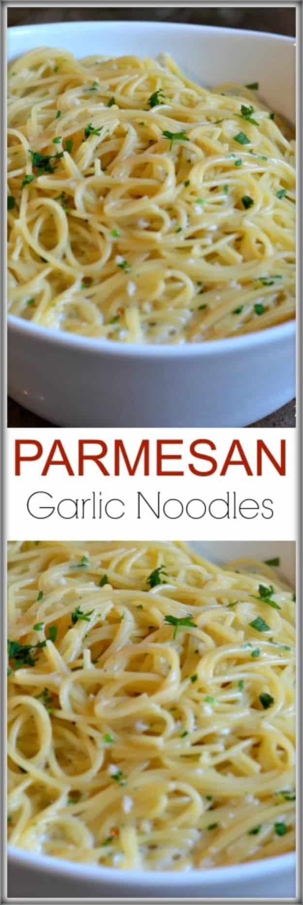Best Recipes for the Cheese Lover - Parmesan Garlic Noodles - Easy Recipe Ideas With Cheese - Homemade Appetizers, Dips, Dinners, Snacks, Pasta Dishes, Healthy Lunches and Soups Made With Your Favorite Cheeses - Ricotta, Cheddar, Swiss, Parmesan, Goat Chevre, Mozzarella and Feta Ideas - Grilled, Healthy, Vegan and Vegetarian #cheeserecipes #recipes #recipeideas #cheese #cheeserecipe 