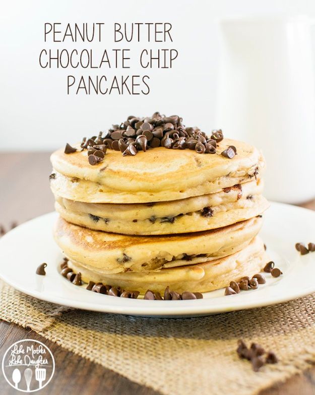 Best Pancake Recipes - Peanut Butter Chocolate Chip Pancakes - Homemade Pancakes With Banana, Berries, Fruit and Maple Syrup - How To Make Pancake Mix at Home - Gluten Free, Low Fat and Healthy Recipes - Breakfast and Brunch Recipe Ideas - Silver Dollar, Buttermilk, Make Ahead and Quick Versions With Strawberries and Blueberries #pancakes #pancakerecipes #recipeideas #breakfast #breakfastrecipes http://diyjoy.com/pancake-recipes