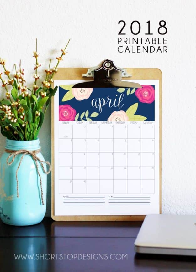 DIY Calendars - Super Cute Printable Calendar - Homemade Calender Ideas That Make Great Cheap Gifts for Christmas - Desk, Wall and Glass Dry Erase Organizing Calendar Projects With Step by Step Tutorials - Paint, Stamp, Magnetic, Family Planner and Organizer #diycalendar #diyideas #crafts #calendars #organizing #diygifts #calendars #diyideas