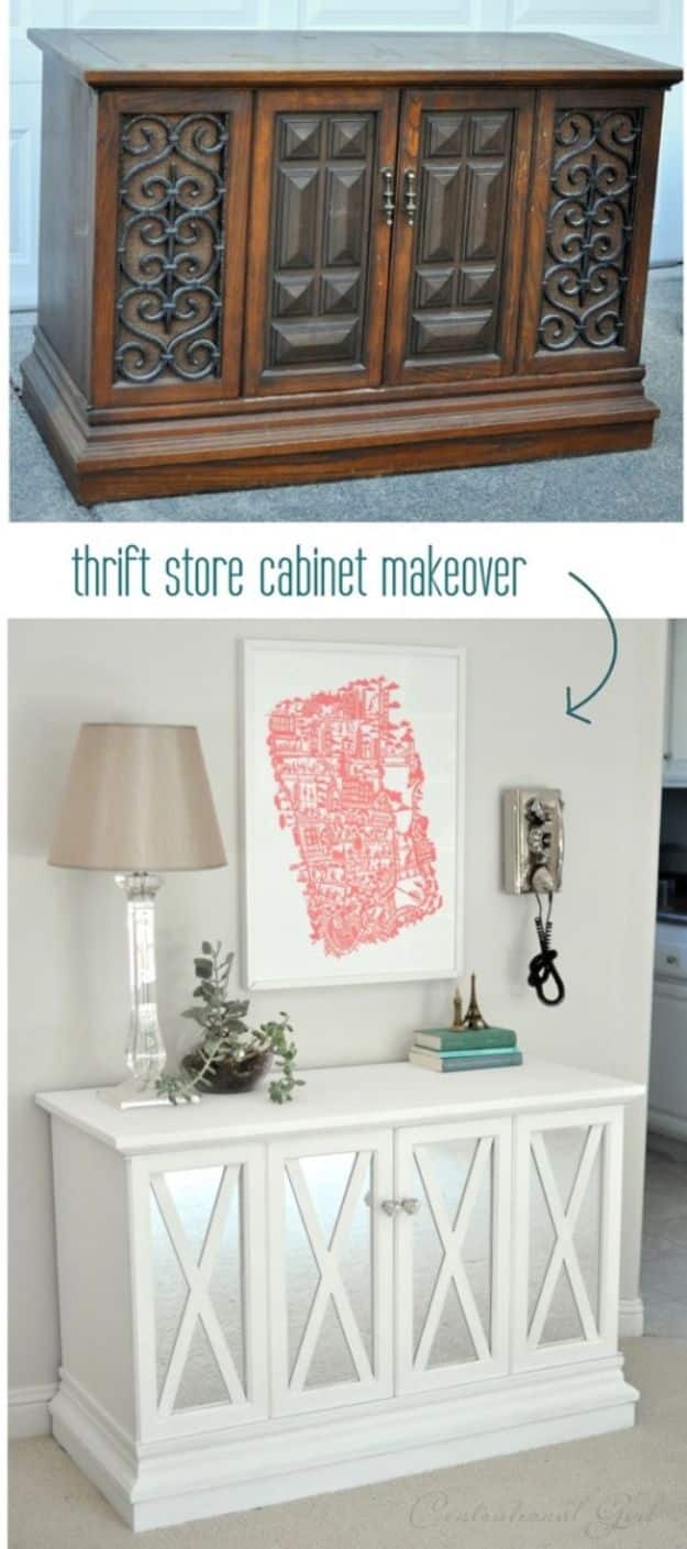 Thrift Store DIY Makeovers - $10 Cabinet Makeover - Decor and Furniture With Upcycling Projects and Tutorials - Room Decor Ideas on A Budget - Crafts and Decor to Make and Sell - Before and After Photos - Farmhouse, Outdoor, Bedroom, Kitchen, Living Room and Dining Room Furniture http://diyjoy.com/thrift-store-makeovers