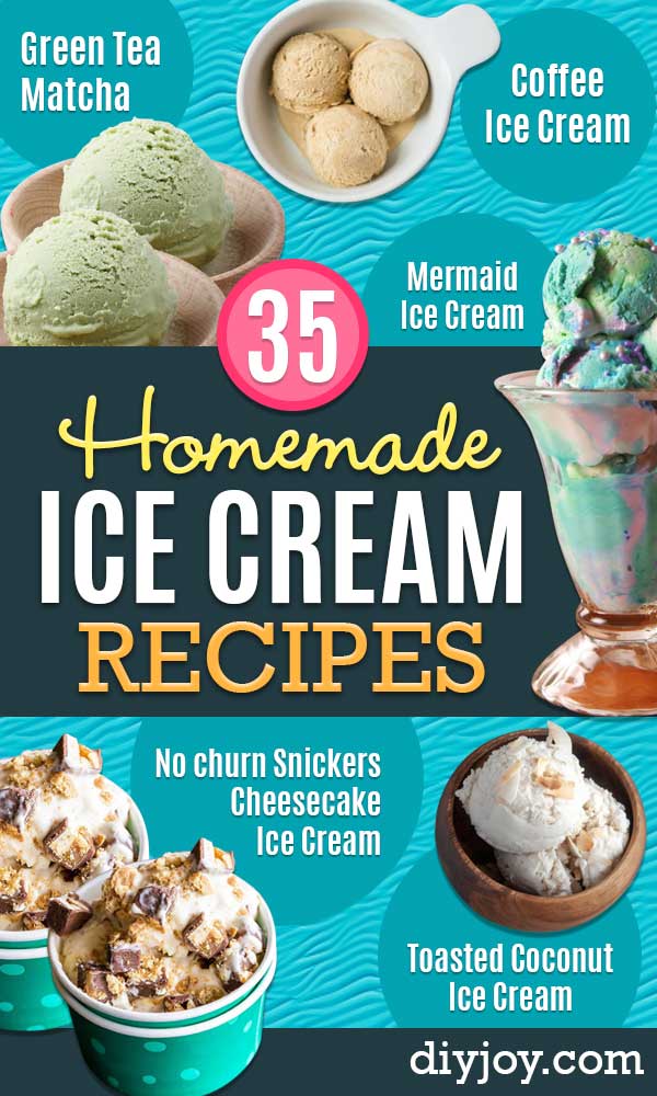 Homemade Ice Cream Recipes - How To Make Homemade Ice Cream At Home - Recipe Ideas for Making Vanilla, Chocolate, Strawberry, Caramel Ice Creams - Step by Step Tutorials for Easy Mixes and Dairy Free Options - Cuisinart and Ice Cream Machine, No Churn, Mix in A Bag and Mason Jar