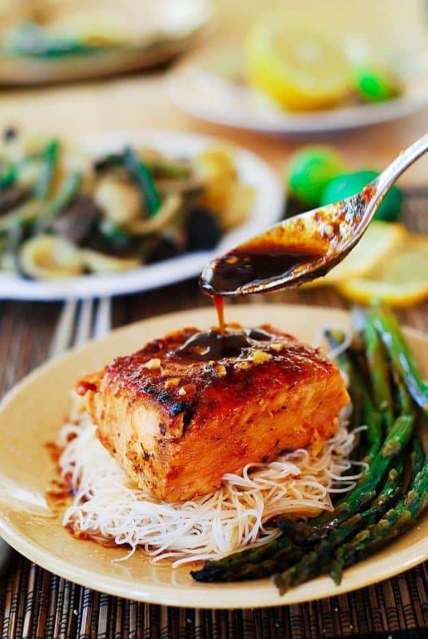 Asparagus Recipes - Asian Salmon with Rice Noodles and Asparagus - DIY Asparagus Recipe Ideas for Homemade Soups, Sides and Salads - Easy Tutorials for Roasted, Sauteed, Steamed, Baked, Grilled and Pureed Asparagus - Party Foods, Quick Dinners, Dishes With Cheese, Vegetarian and Vegan Options - Healthy Recipes With Step by Step Instructions 