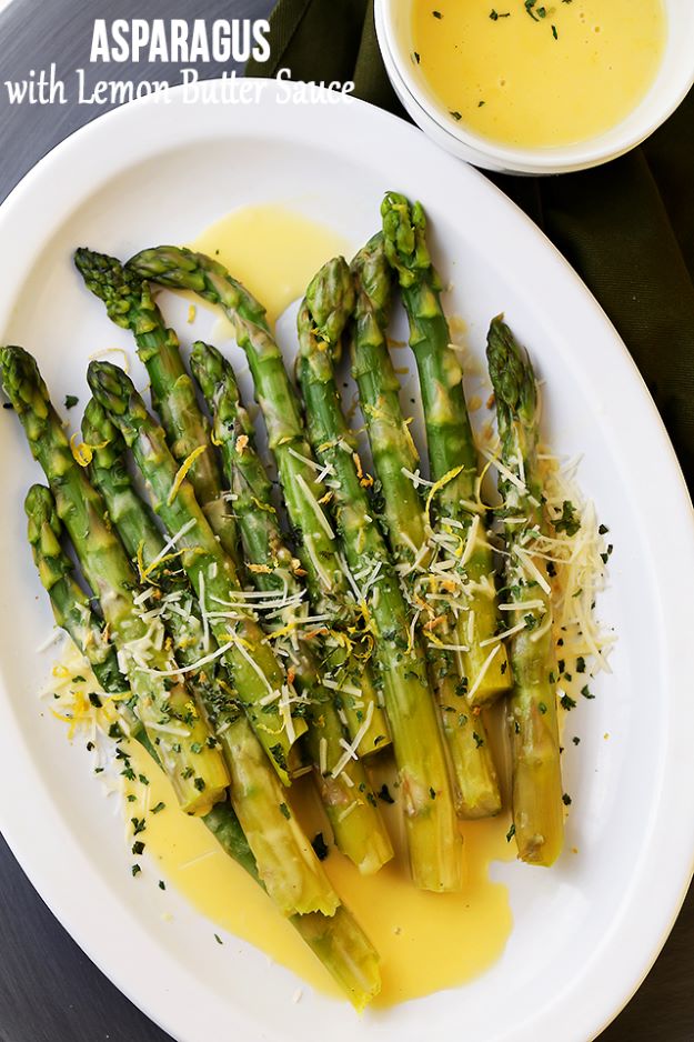 Asparagus Recipes - Asparagus with Lemon Butter Sauce - DIY Asparagus Recipe Ideas for Homemade Soups, Sides and Salads - Easy Tutorials for Roasted, Sauteed, Steamed, Baked, Grilled and Pureed Asparagus - Party Foods, Quick Dinners, Dishes With Cheese, Vegetarian and Vegan Options - Healthy Recipes With Step by Step Instructions 