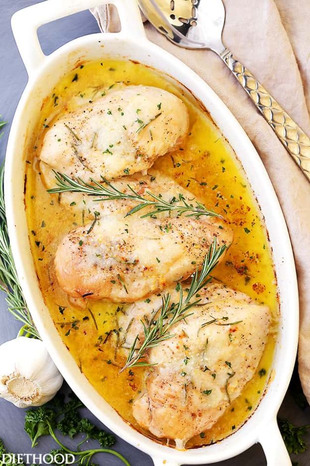 Chicken Breast Recipes - Baked Garlic Butter Chicken - Healthy, Easy Chicken Recipes for Dinner, Lunch, Parties and Quick Weeknight Meals - Boneless Chicken Breast Casserole Recipes, Oven Baked Ideas, Crockpot Chicken Breasts, Marinades for Grilled Foods, Salads, Shredded Chicken Tacos, Creamy Pasta, Keto and Low Carb, Mexican, Asian and Italian Food #chicken #recipes #healthy