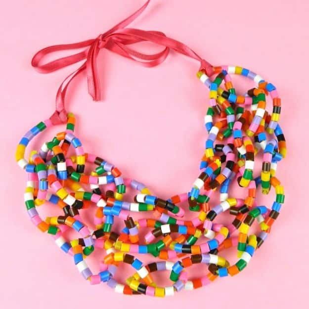 DIY perler bead crafts - Beaded Zip Tie Necklace - Easy Crafts With Perler Beads - Cute Accessories and Homemade Decor That Make Creative DIY Gifts - Plastic Melted Beads Make Cool Art for Walls, Jewelry and Things To Make When You are Bored #diy #crafts