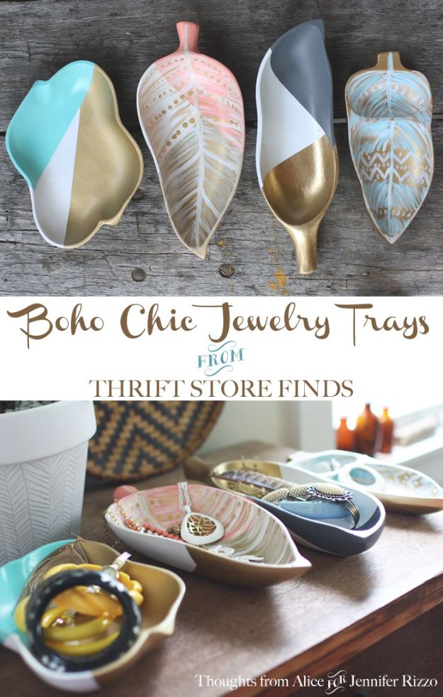 Thrift Store DIY Makeovers - Boho Chic Jewelry Tray - Decor and Furniture With Upcycling Projects and Tutorials - Room Decor Ideas on A Budget - Crafts and Decor to Make and Sell - Before and After Photos - Farmhouse, Outdoor, Bedroom, Kitchen, Living Room and Dining Room Furniture http://diyjoy.com/thrift-store-makeovers